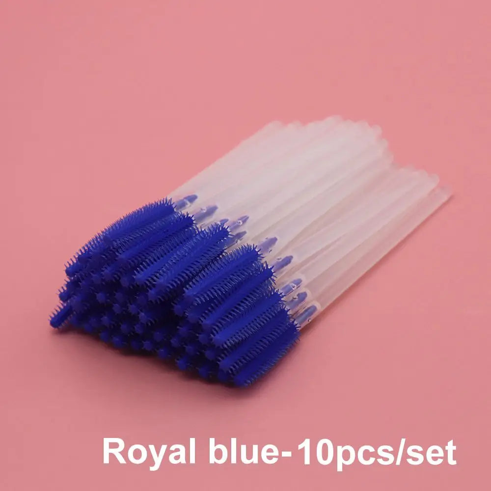 10Pcs Colorful Disposable Silicone Head Mascara Applicator Spooler Brush Eyebrow Comb Brush Eyelash Extension Makeup Tools