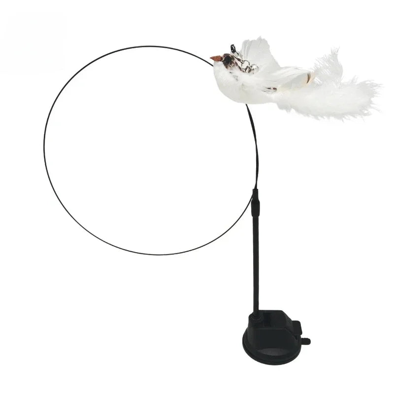 Interactive Cat Toy Handfree Cat Stick Playing Kitten Playing Teaser Wand Toy Suction Cup Bird/Feather Cat Wand Pet Supplies