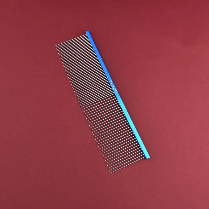19cm Pet Rainbow Comb Dog Cat Grooming Comb Stainless Steel Pet Comb Dense Teeth Cleaning Brush Hair Removal Pet Supplies