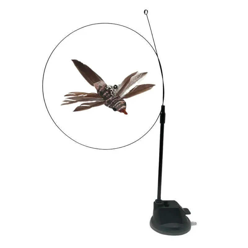 Interactive Cat Toy Handfree Cat Stick Playing Kitten Playing Teaser Wand Toy Suction Cup Bird/Feather Cat Wand Pet Supplies