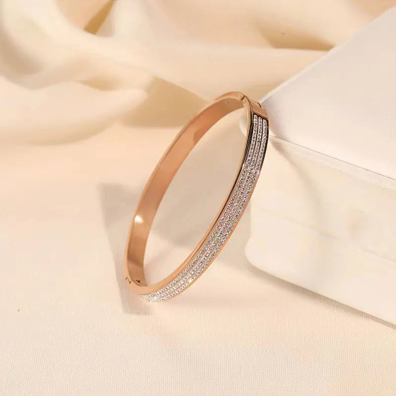 Zircon Bracelet For Women Fashion Stainless Steel Jewelry Accessory Luxury Bracelet Set