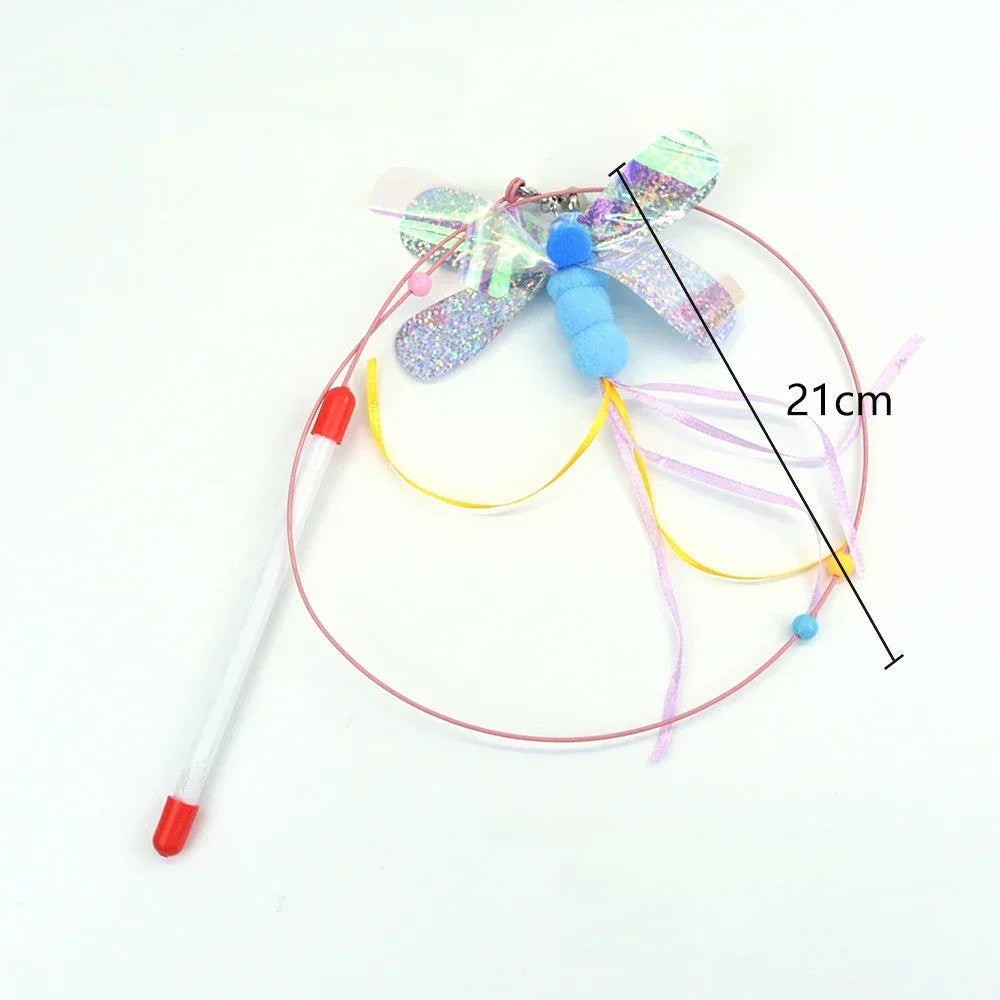 Interactive Cat Toy Handfree Cat Stick Playing Kitten Playing Teaser Wand Toy Suction Cup Bird/Feather Cat Wand Pet Supplies