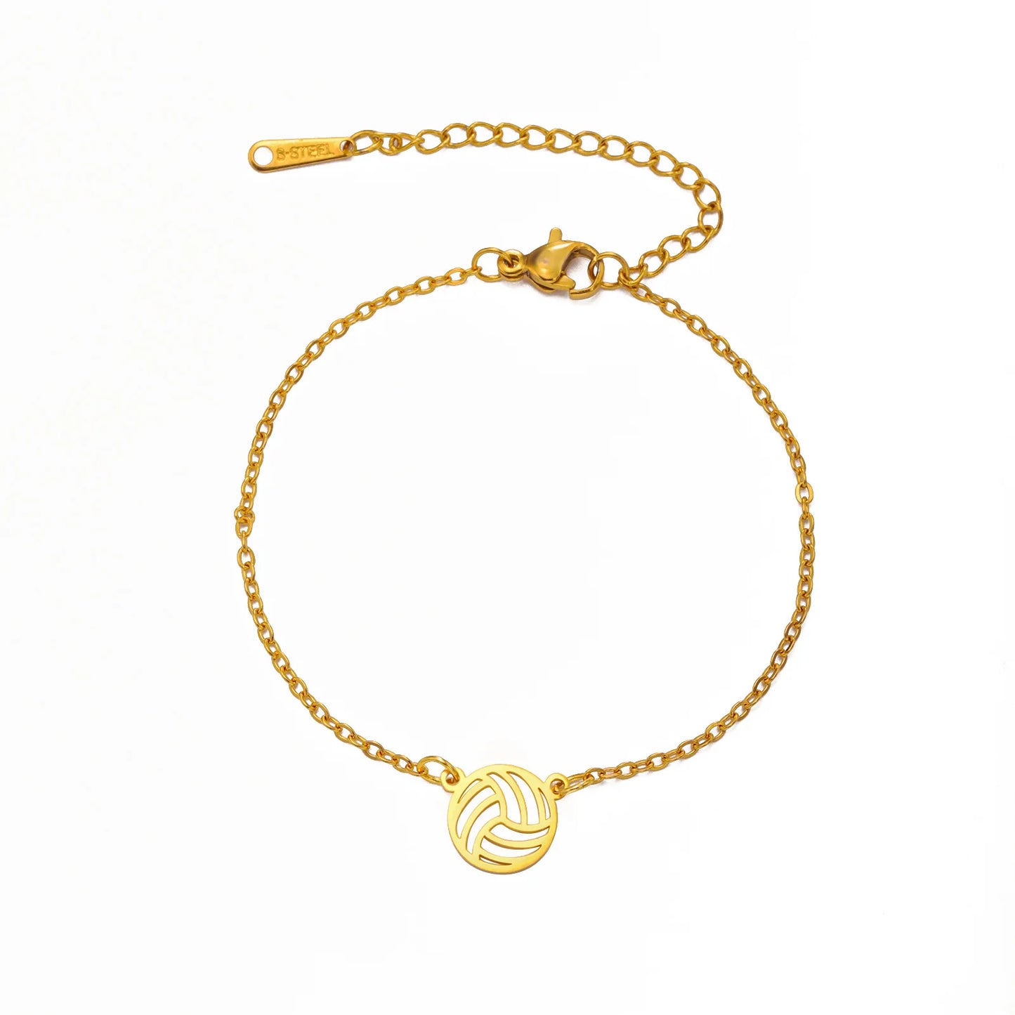 HIPEE Fashionable Beach Volleyball Pendant Bracelet for Woman Man Stainless Steel Beach Volleyball Charm Bracelets Sport Jewelry