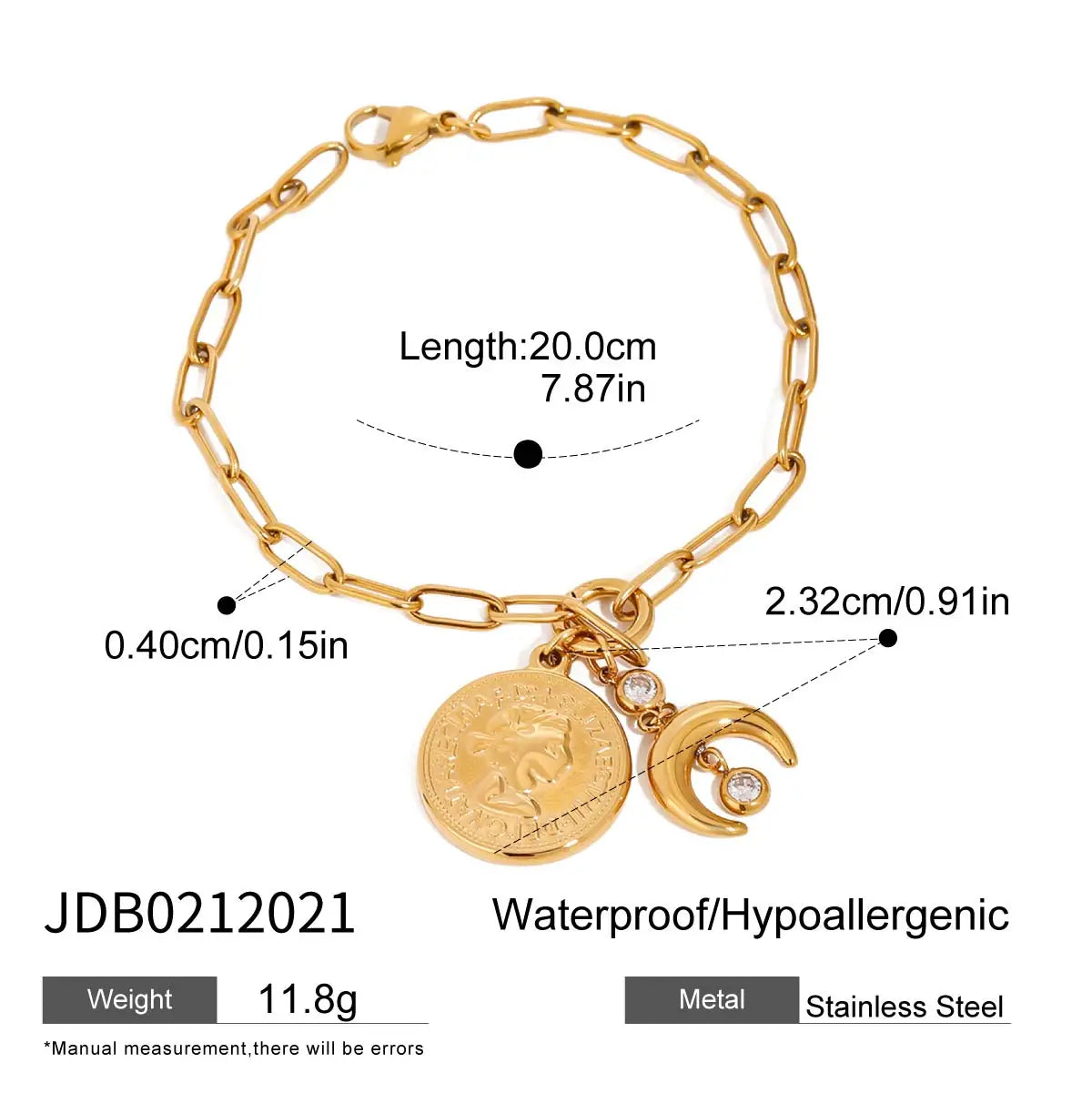 Youthway Sunshine Beach Ocean Bracelet Gold Plated Stainless Sun Star Moon Steel Pendant Bracelet Set Women's Jewelry Summer