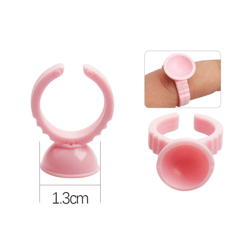 AILEISHI Wholesale 100Pcs/Bag Disposable Eyelash Extension Glue Ring Cup Tattoo Pigment Holder Container Lash Tools Supplier