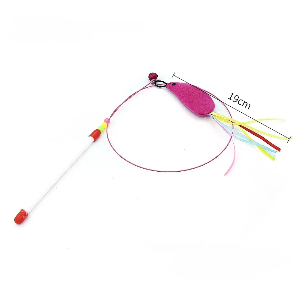 Interactive Cat Toy Handfree Cat Stick Playing Kitten Playing Teaser Wand Toy Suction Cup Bird/Feather Cat Wand Pet Supplies