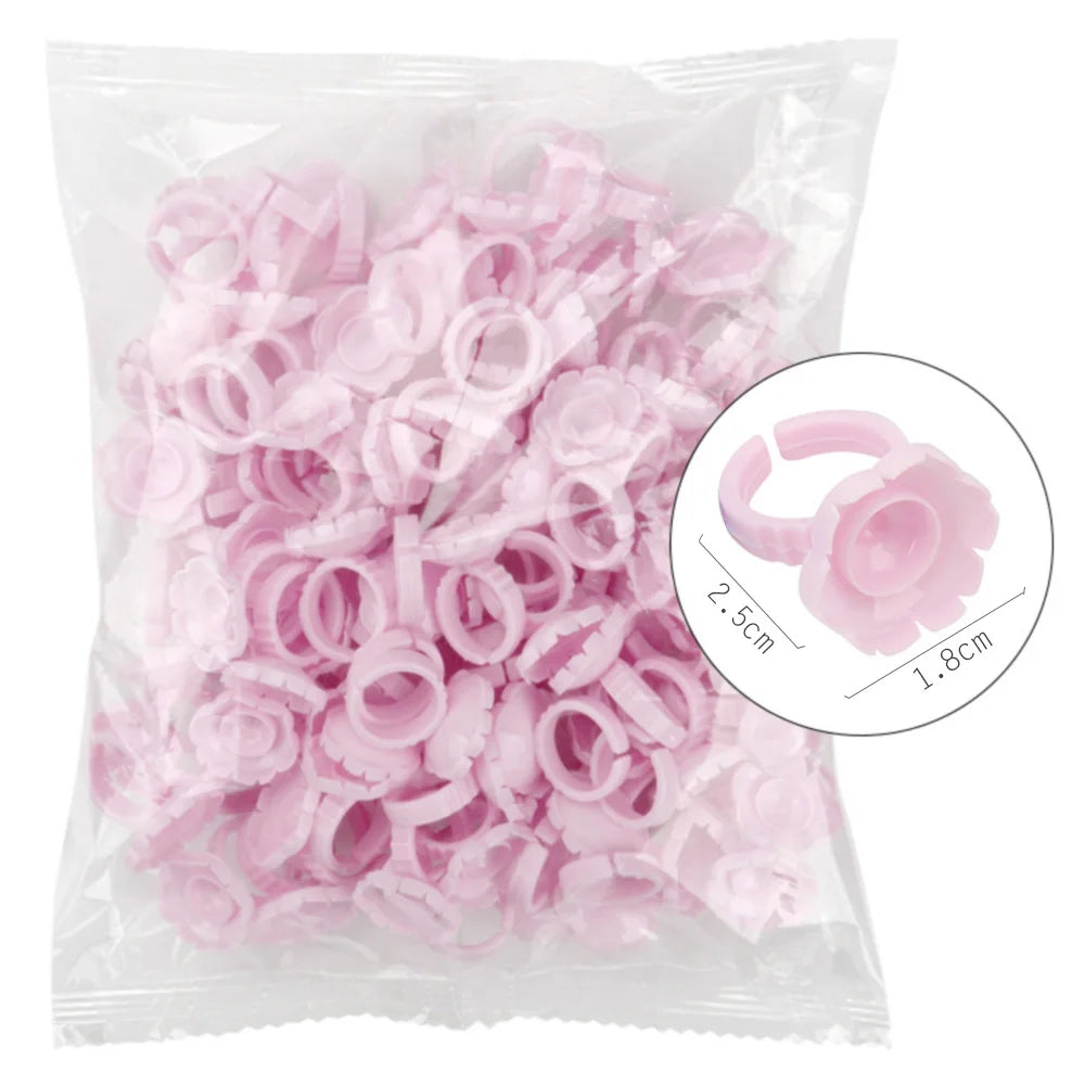 AILEISHI Wholesale 100Pcs/Bag Disposable Eyelash Extension Glue Ring Cup Tattoo Pigment Holder Container Lash Tools Supplier
