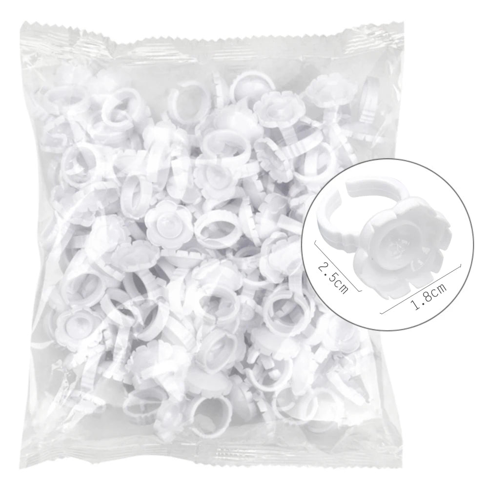 AILEISHI Wholesale 100Pcs/Bag Disposable Eyelash Extension Glue Ring Cup Tattoo Pigment Holder Container Lash Tools Supplier