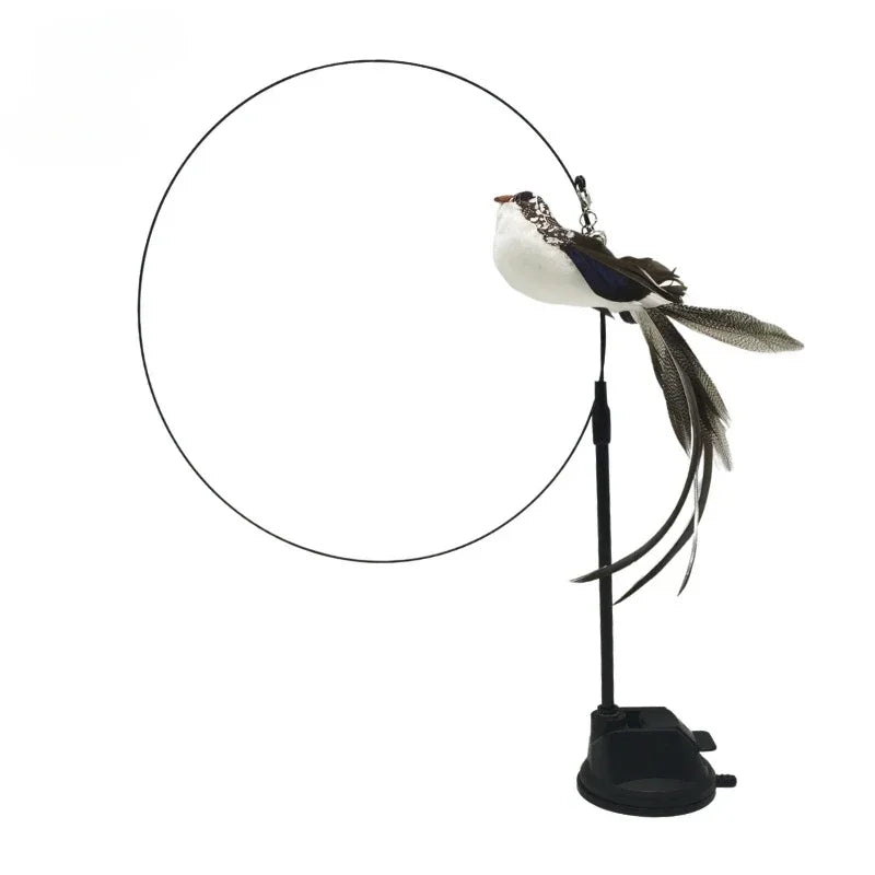 Interactive Cat Toy Handfree Cat Stick Playing Kitten Playing Teaser Wand Toy Suction Cup Bird/Feather Cat Wand Pet Supplies