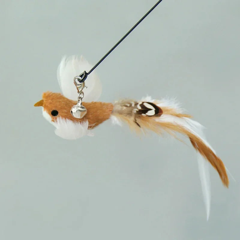 Interactive Cat Toy Handfree Cat Stick Playing Kitten Playing Teaser Wand Toy Suction Cup Bird/Feather Cat Wand Pet Supplies
