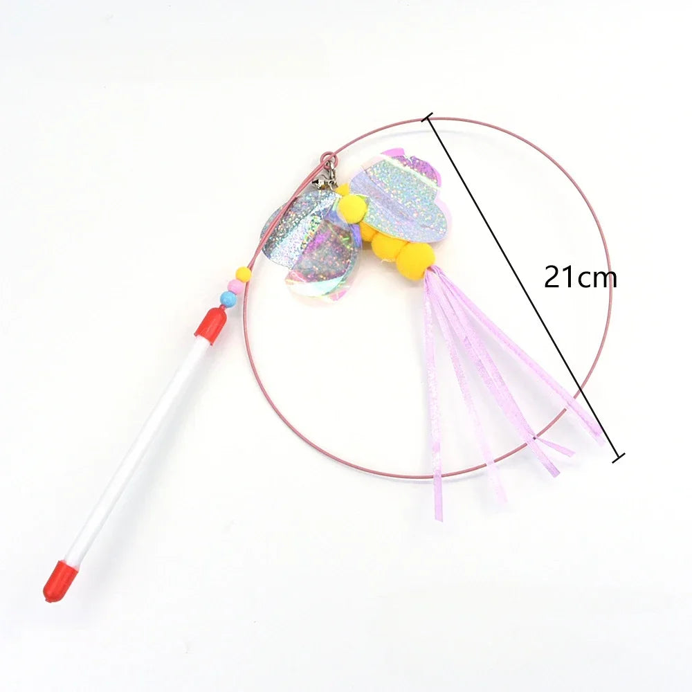 Interactive Cat Toy Handfree Cat Stick Playing Kitten Playing Teaser Wand Toy Suction Cup Bird/Feather Cat Wand Pet Supplies