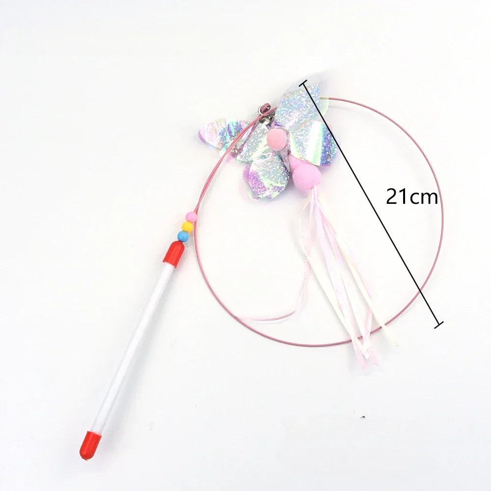 Interactive Cat Toy Handfree Cat Stick Playing Kitten Playing Teaser Wand Toy Suction Cup Bird/Feather Cat Wand Pet Supplies
