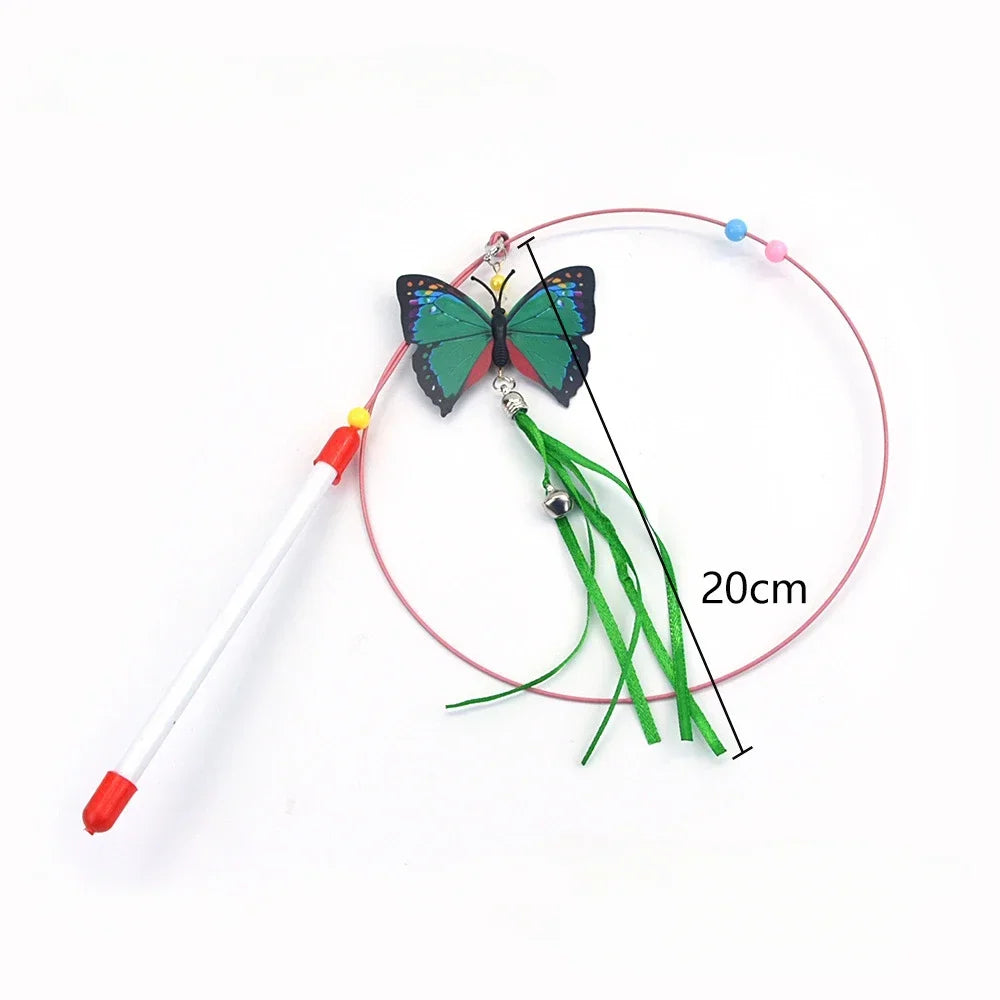 Interactive Cat Toy Handfree Cat Stick Playing Kitten Playing Teaser Wand Toy Suction Cup Bird/Feather Cat Wand Pet Supplies