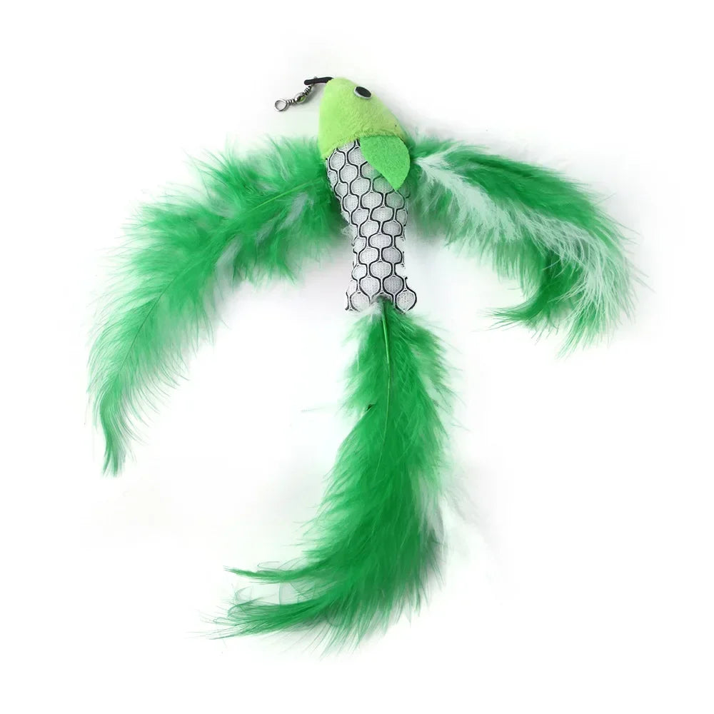 Interactive Cat Toy Handfree Cat Stick Playing Kitten Playing Teaser Wand Toy Suction Cup Bird/Feather Cat Wand Pet Supplies