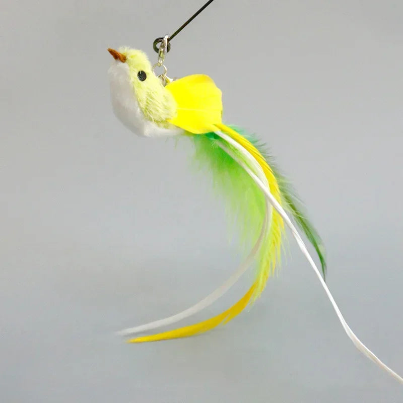 Interactive Cat Toy Handfree Cat Stick Playing Kitten Playing Teaser Wand Toy Suction Cup Bird/Feather Cat Wand Pet Supplies