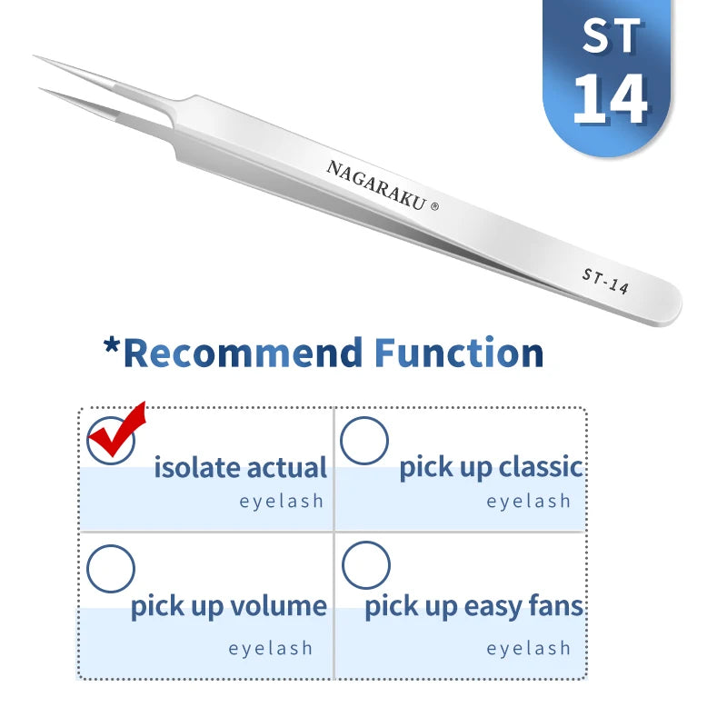 NAGARAKU Eyelash Extension Tweezers False Eyelashes Makeup Stainless Steel Professional Volume Tweezer 3D Accurate Pincet