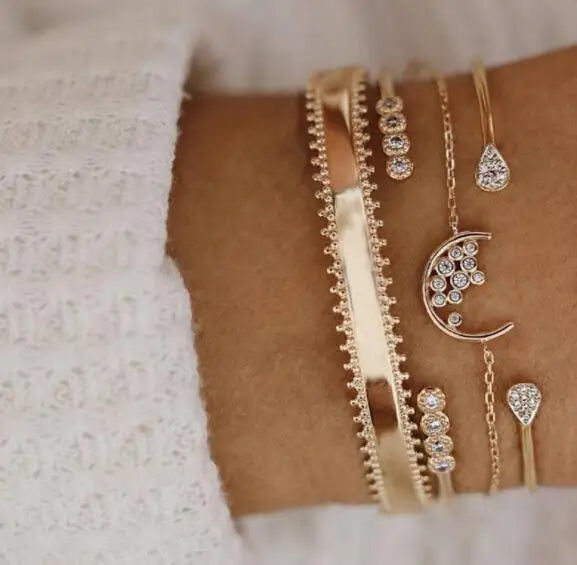 5pcs/lot Bohemian Mixed Golden Shell Starfish Bracelet Women Summer Beach Casual Jewelry Accessories Friendship Gift