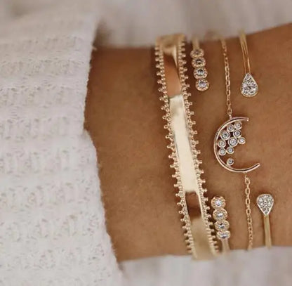 5pcs/lot Bohemian Mixed Golden Shell Starfish Bracelet Women Summer Beach Casual Jewelry Accessories Friendship Gift
