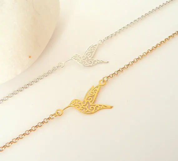 Women Origami Hummingbird Birds Bracelets & Bangles Fashion Round Wave Dog Paw Pendant Bracelet Silver Color pulseira feminina