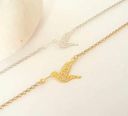 Women Origami Hummingbird Birds Bracelets & Bangles Fashion Round Wave Dog Paw Pendant Bracelet Silver Color pulseira feminina