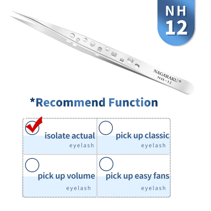NAGARAKU Eyelash Extension Tweezers False Eyelashes Makeup Stainless Steel Professional Volume Tweezer 3D Accurate Pincet
