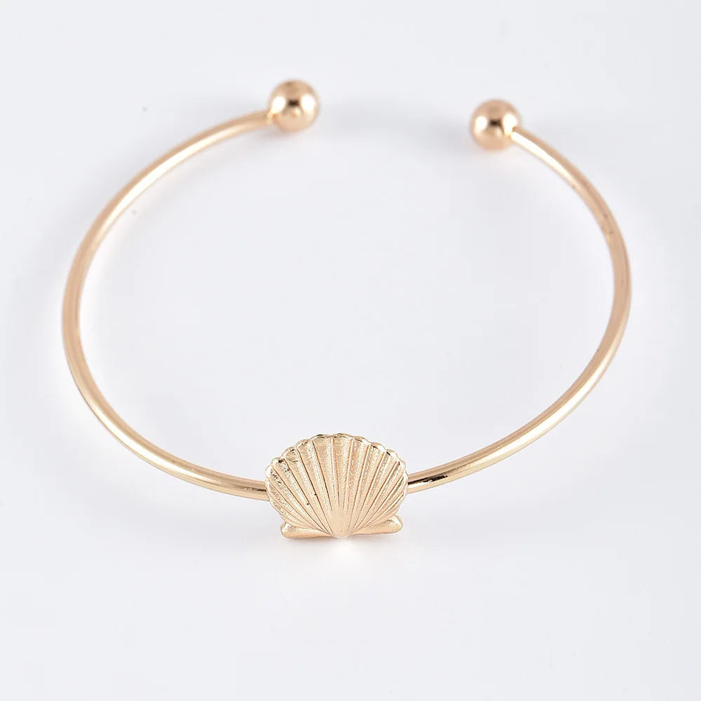 5pcs/lot Bohemian Mixed Golden Shell Starfish Bracelet Women Summer Beach Casual Jewelry Accessories Friendship Gift