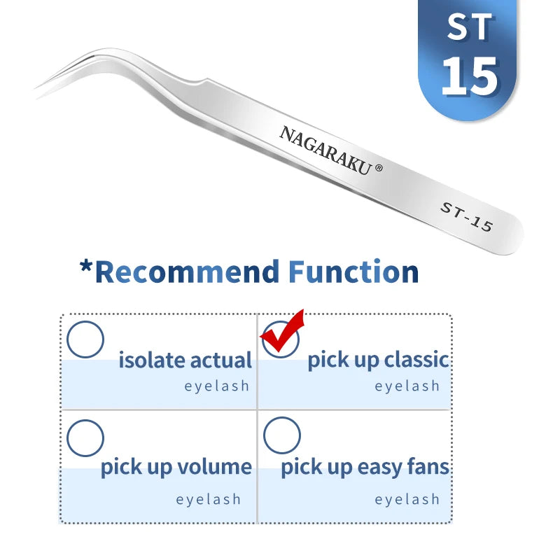 NAGARAKU Eyelash Extension Tweezers False Eyelashes Makeup Stainless Steel Professional Volume Tweezer 3D Accurate Pincet