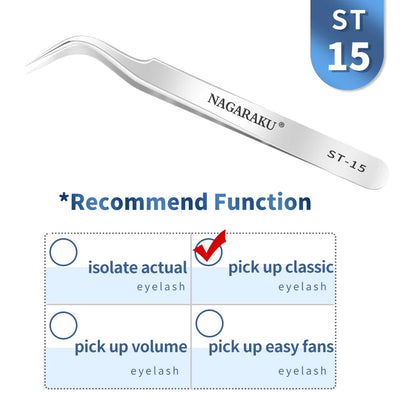 NAGARAKU Eyelash Extension Tweezers False Eyelashes Makeup Stainless Steel Professional Volume Tweezer 3D Accurate Pincet