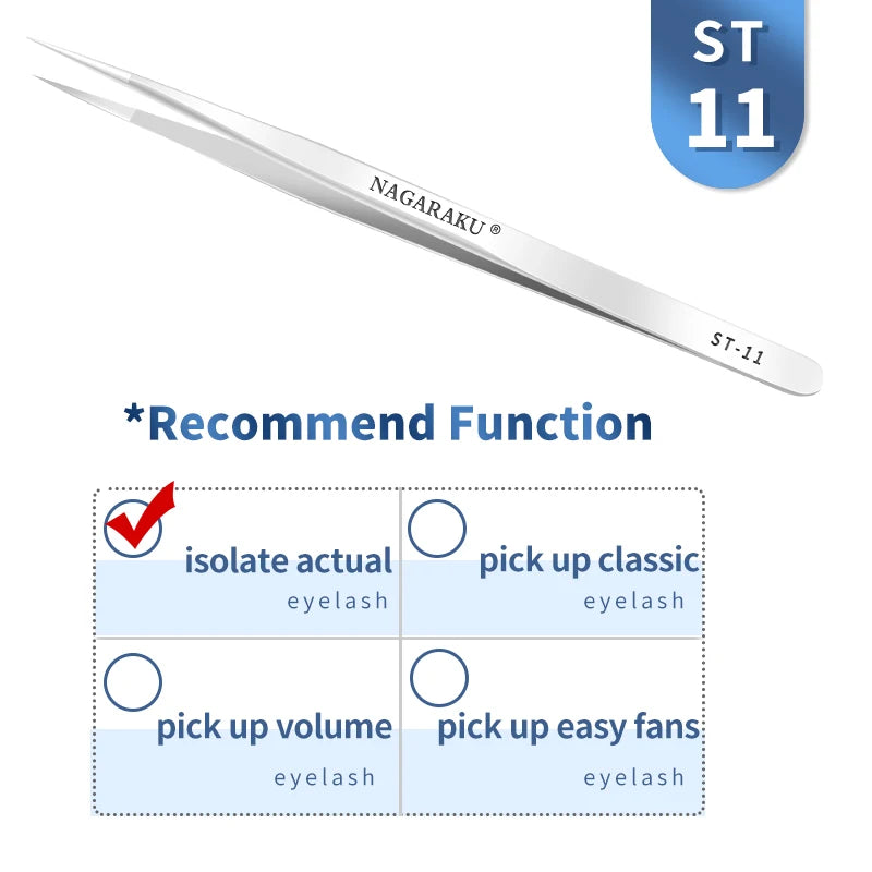 NAGARAKU Eyelash Extension Tweezers False Eyelashes Makeup Stainless Steel Professional Volume Tweezer 3D Accurate Pincet