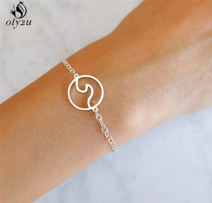 Women Origami Hummingbird Birds Bracelets & Bangles Fashion Round Wave Dog Paw Pendant Bracelet Silver Color pulseira feminina