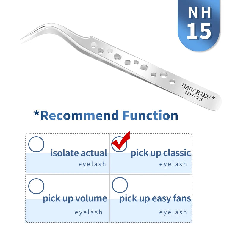 NAGARAKU Eyelash Extension Tweezers False Eyelashes Makeup Stainless Steel Professional Volume Tweezer 3D Accurate Pincet