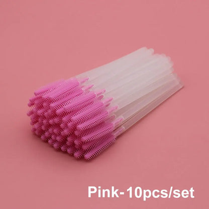 10Pcs Colorful Disposable Silicone Head Mascara Applicator Spooler Brush Eyebrow Comb Brush Eyelash Extension Makeup Tools