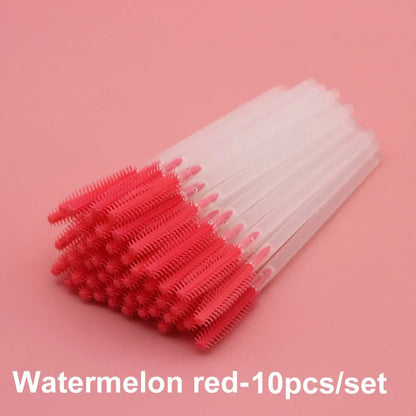 10Pcs Colorful Disposable Silicone Head Mascara Applicator Spooler Brush Eyebrow Comb Brush Eyelash Extension Makeup Tools