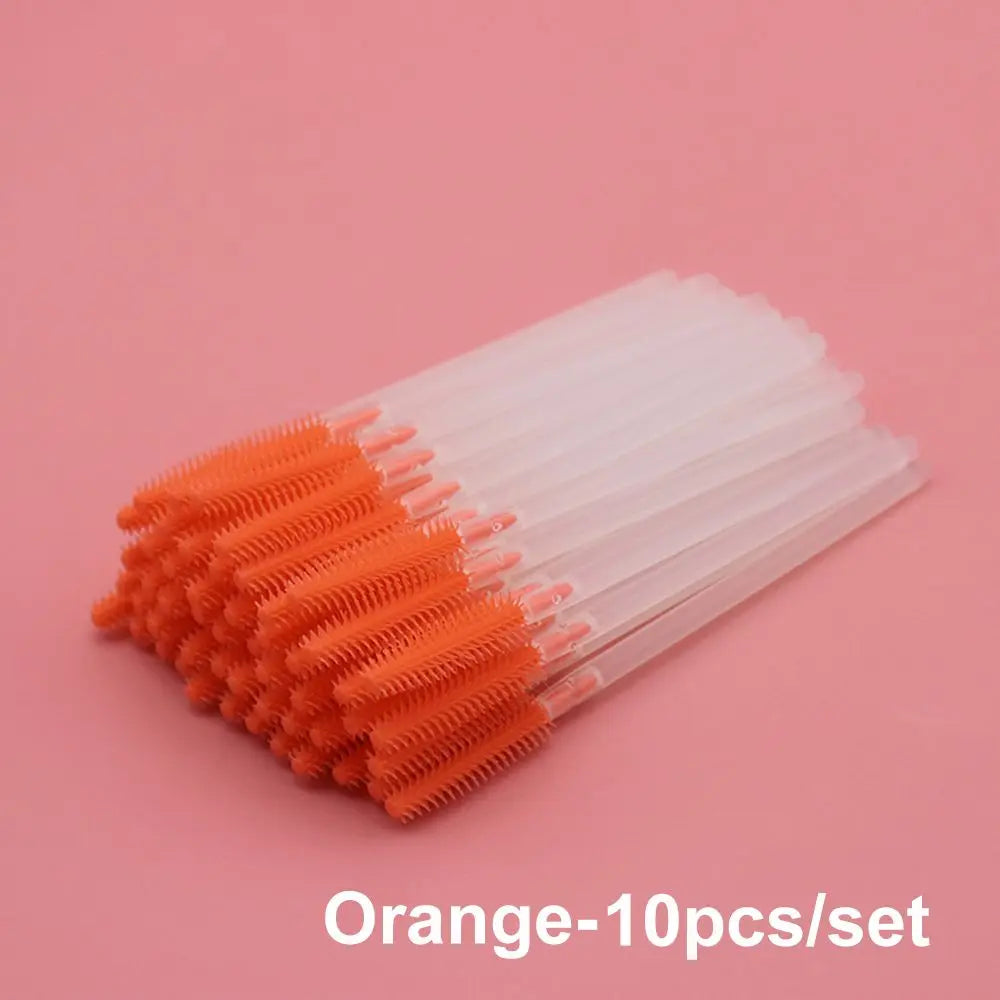 10Pcs Colorful Disposable Silicone Head Mascara Applicator Spooler Brush Eyebrow Comb Brush Eyelash Extension Makeup Tools