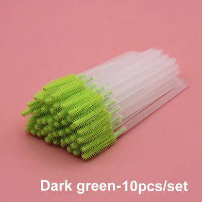 10Pcs Colorful Disposable Silicone Head Mascara Applicator Spooler Brush Eyebrow Comb Brush Eyelash Extension Makeup Tools