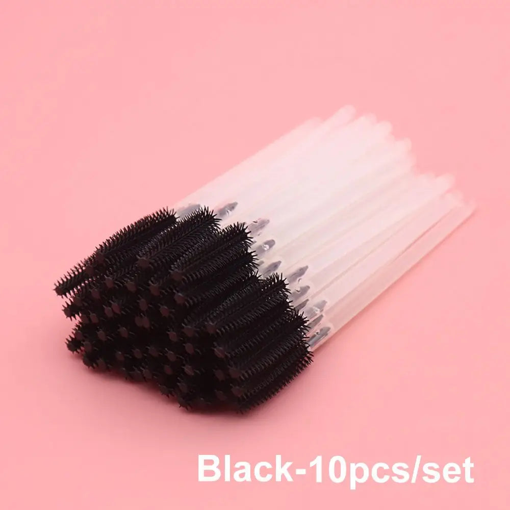 10Pcs Colorful Disposable Silicone Head Mascara Applicator Spooler Brush Eyebrow Comb Brush Eyelash Extension Makeup Tools