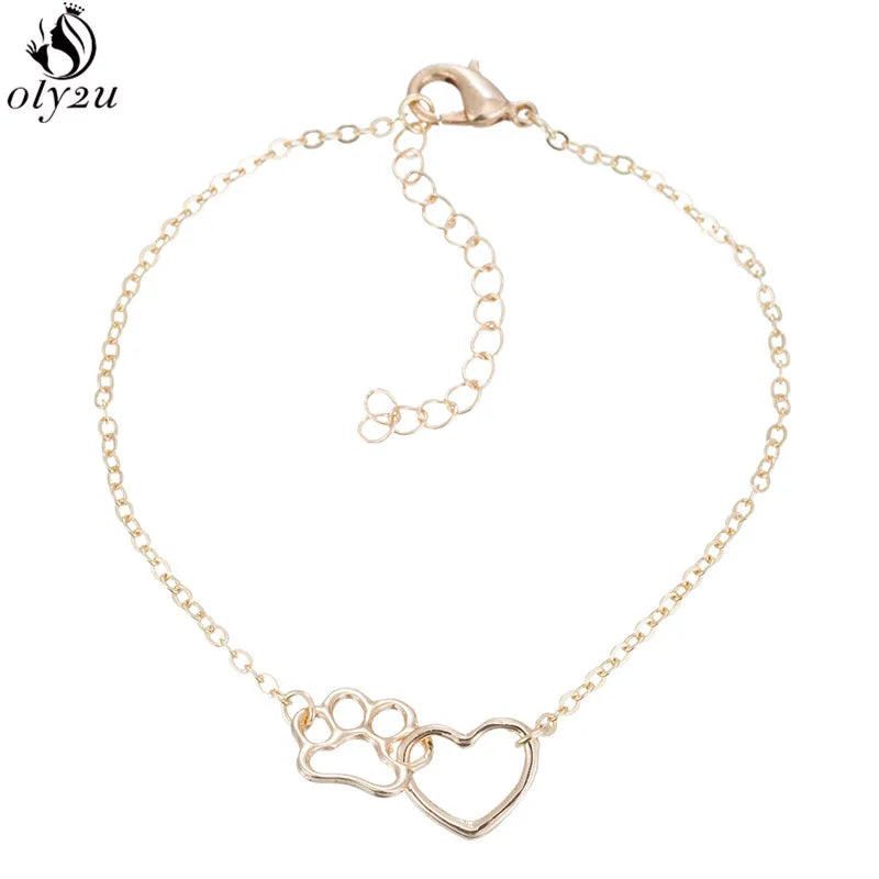 Women Origami Hummingbird Birds Bracelets & Bangles Fashion Round Wave Dog Paw Pendant Bracelet Silver Color pulseira feminina