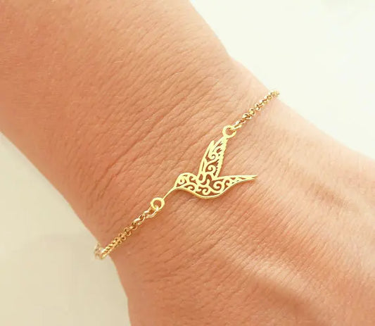 Women Origami Hummingbird Birds Bracelets & Bangles Fashion Round Wave Dog Paw Pendant Bracelet Silver Color pulseira feminina