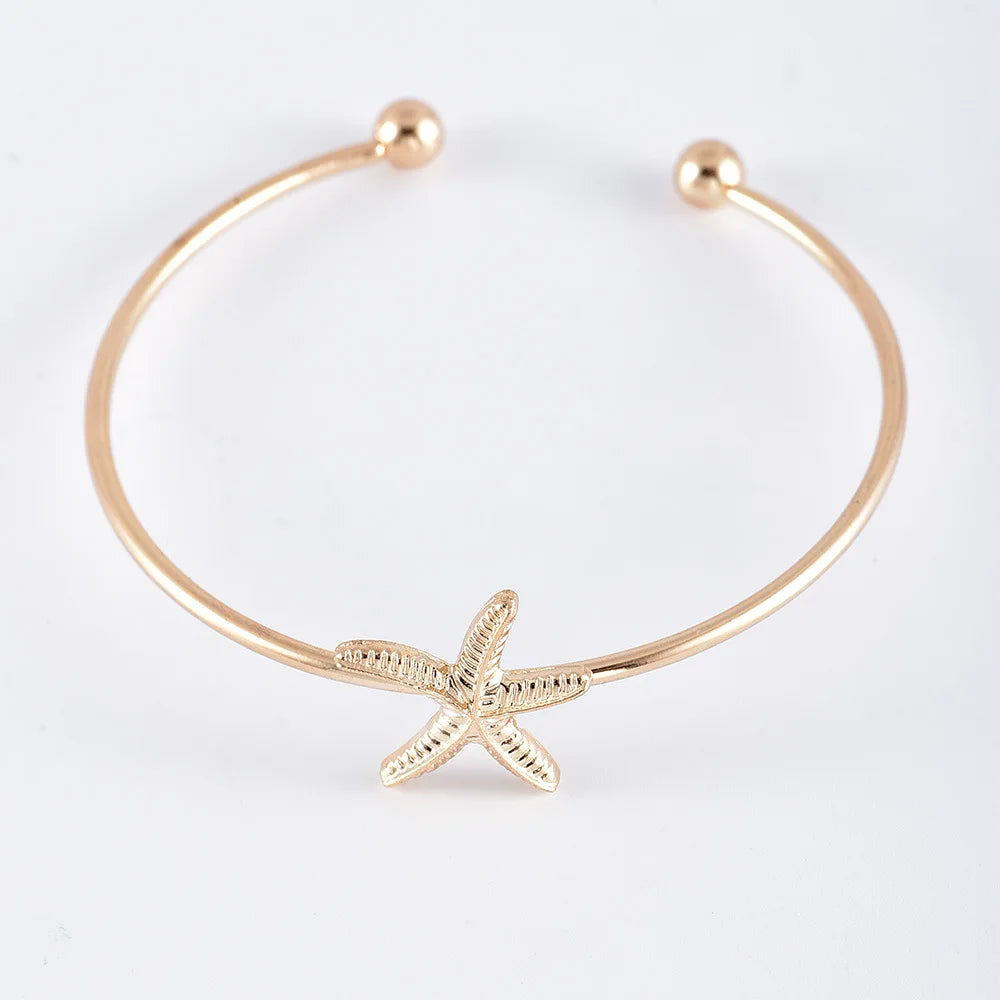 5pcs/lot Bohemian Mixed Golden Shell Starfish Bracelet Women Summer Beach Casual Jewelry Accessories Friendship Gift
