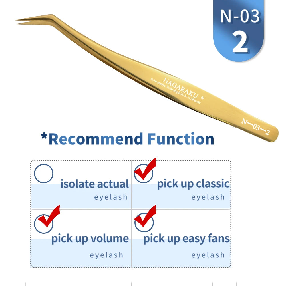 NAGARAKU Eyelash Extension Tweezers False Eyelashes Makeup Stainless Steel Professional Volume Tweezer 3D Accurate Pincet