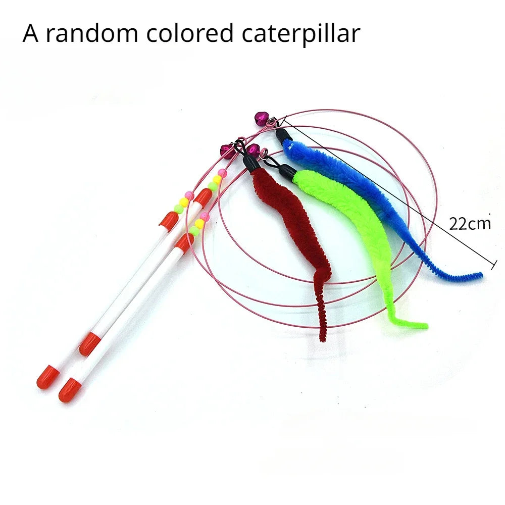 Interactive Cat Toy Handfree Cat Stick Playing Kitten Playing Teaser Wand Toy Suction Cup Bird/Feather Cat Wand Pet Supplies