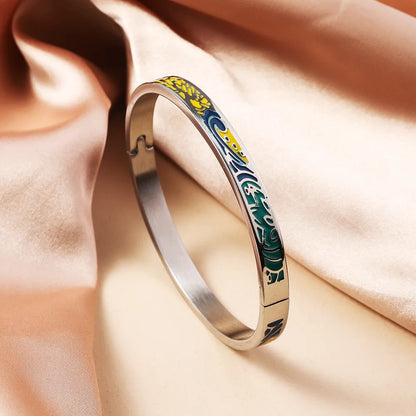 New Fashion Enamel Bracelet Drip Oil Bracelets Women Stainless Steel Jewelry Set Accessory