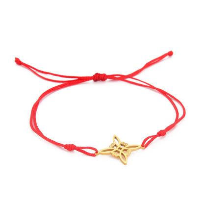LIKGREAT Witch Knot Wax Rope Bracelet Stainless Steel Witchcraft Knot Charm Pendant On Hand Wicca Amulet Jewelry Biethday Gifts