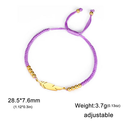 LIKGREAT Fashion Feather Design Pendant Bracelet for Women Men Charm Adjustable Rope Chain Couple Jewelry Party Gifts
