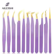 AILEISHI Eyelashes Tweezers Stainless Steel Super hard Tweezers High Precision Anti-static Tweezers For Eyelash Extensions Tools