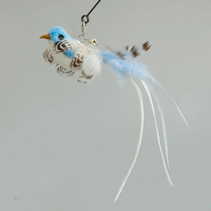 Interactive Cat Toy Handfree Cat Stick Playing Kitten Playing Teaser Wand Toy Suction Cup Bird/Feather Cat Wand Pet Supplies
