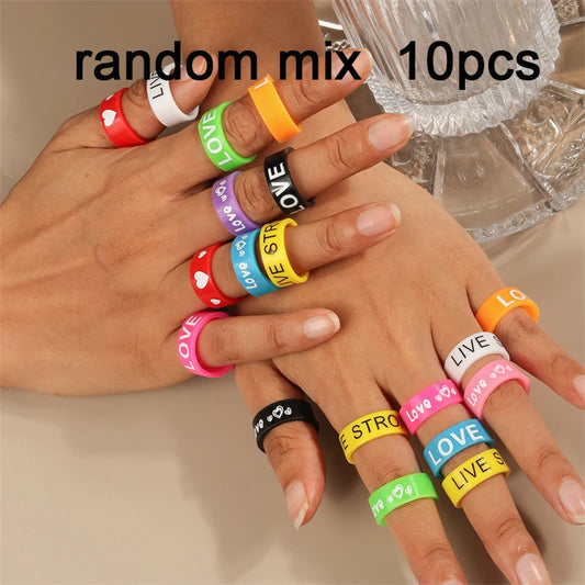New Korean Colorful Bohemia Small Flower Rings Sets Handmade Beaded Finger Rings For Women Girls Summer Beach Jewelry Gifts