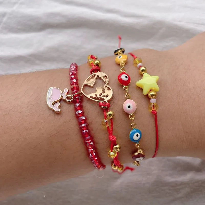 5pcs/lot Bohemian Mixed Golden Shell Starfish Bracelet Women Summer Beach Casual Jewelry Accessories Friendship Gift