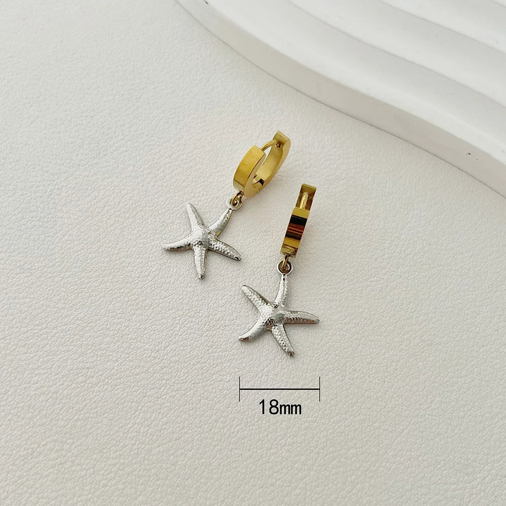 ALTERA New Bohemia Handmade Stainless Steel Necklace Earrings Bracelet Shell Starfish Charm Waterproof Jewelry Set Summer Beach