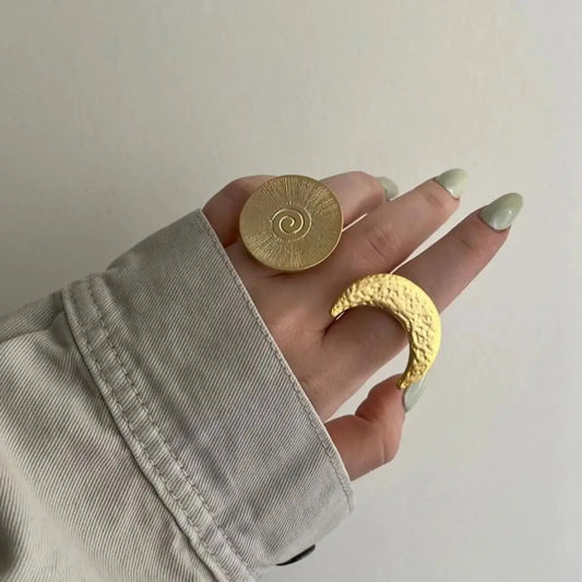 Uworld Vintage Moon Open Rings For Women Men Punk Fashion New Gold Silver Color Geometric Knuckle Ring Sets Jewelry Access